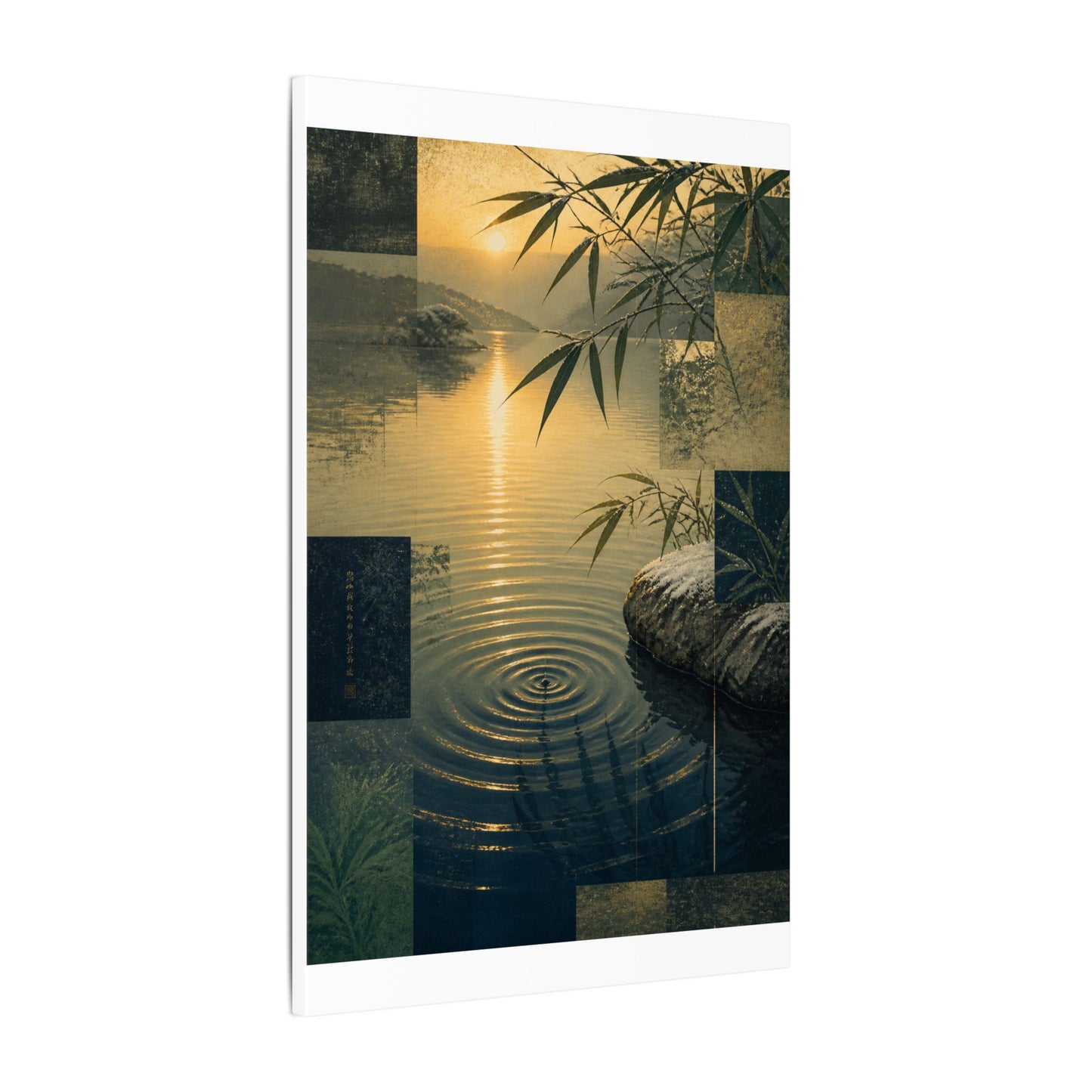 Zen Water Ripple in Golden Hour | Ukiyo E Inspired Canvas Art