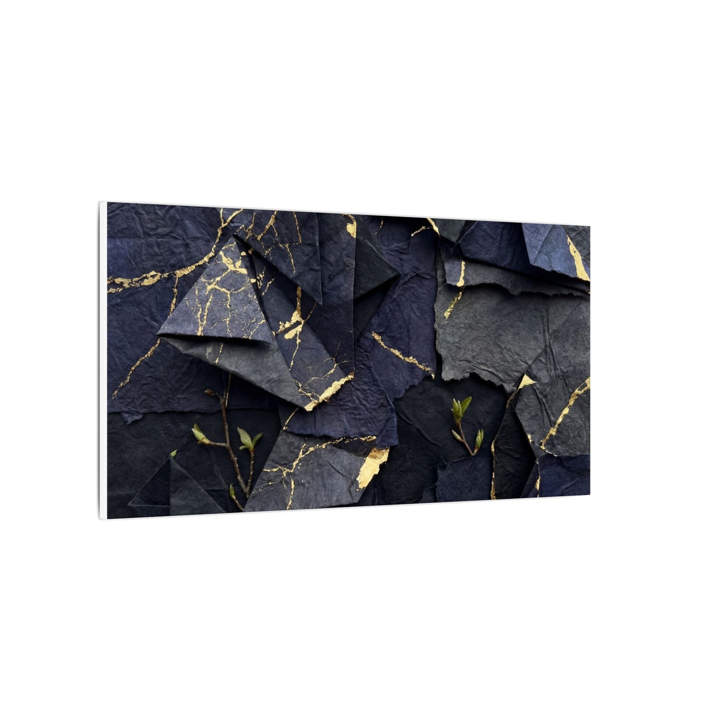 Beautiful Paper Fold Canvas Art - Crackle Gold Kintsugi