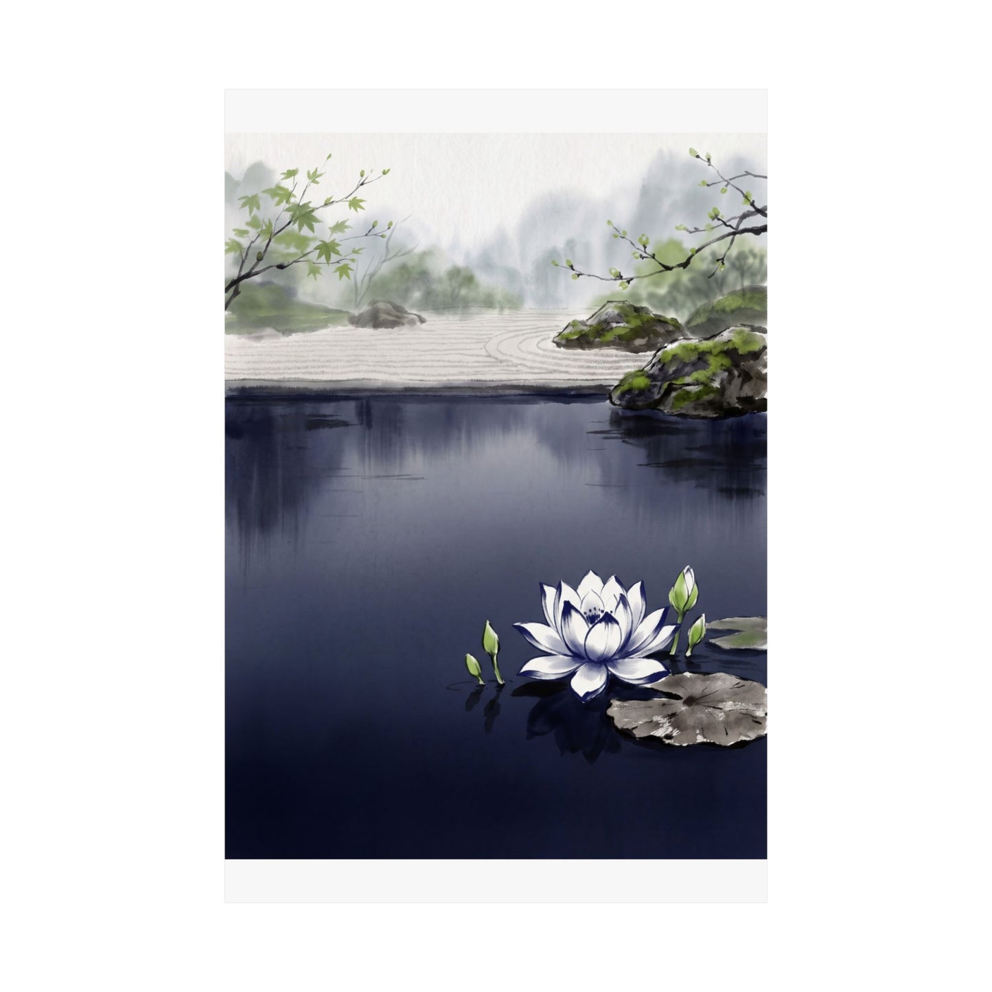 Lotus Flower Spring Wall Art Print | Zen Calm Design