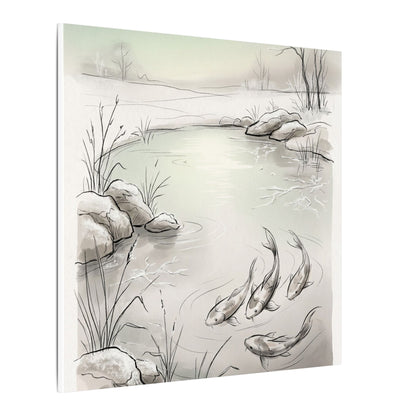Koi Pond Minimal Line Canvas Art | Cozy Japandi Art