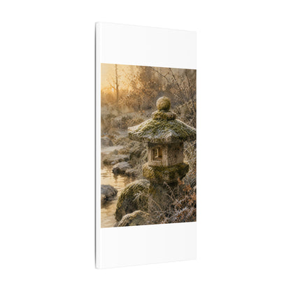 Winter Stone Lantern Watercolor Canvas Art | Earthy Decor