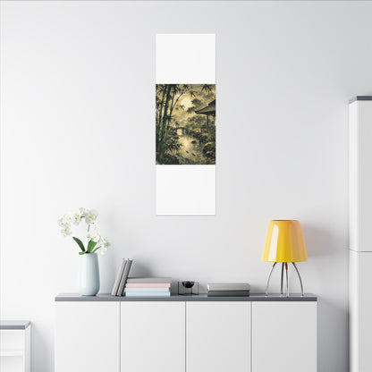 Moonlit Garden Sumi E Canvas Art | Calm Zen Art