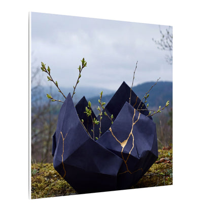 Paper Fold Canvas Art | Spring Kintsugi Gold Repair Art