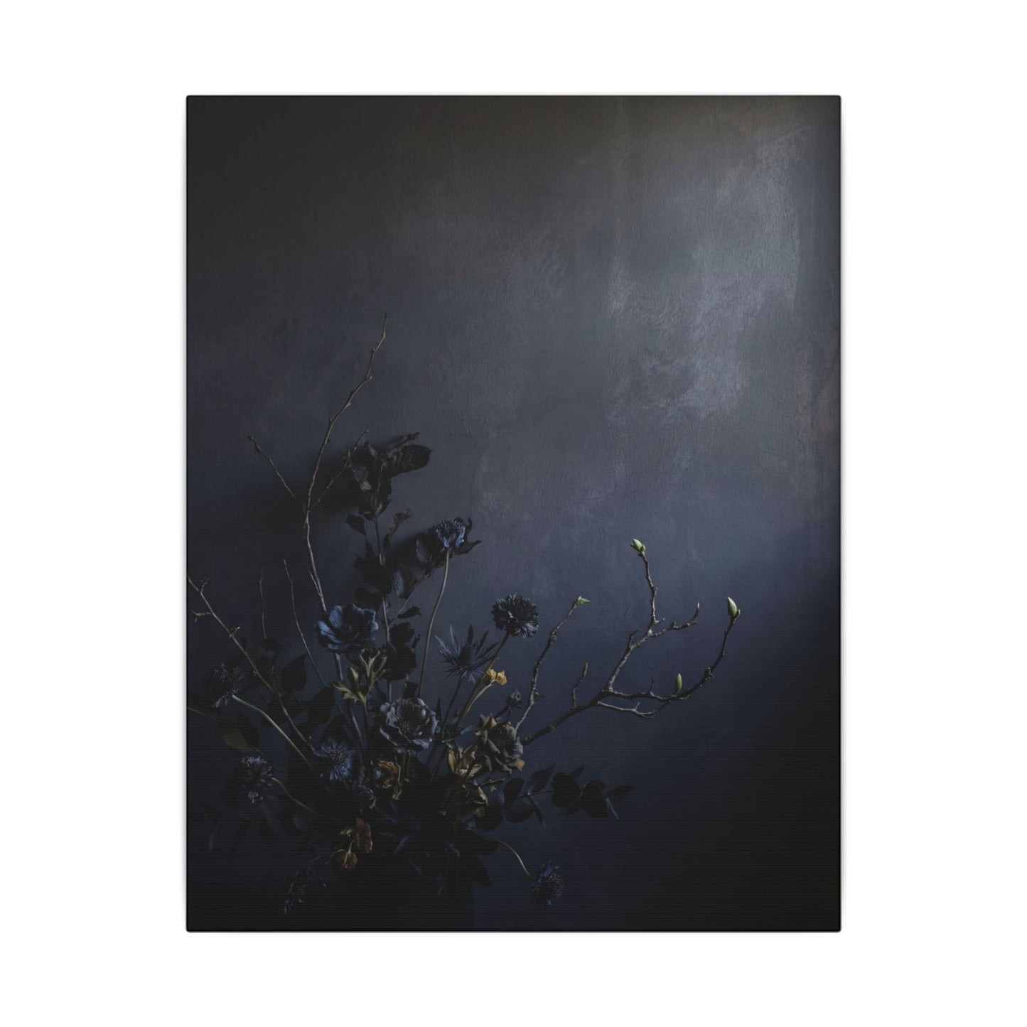 Dried Flowers Spring Canvas Art | Dark Japandi Moody Design