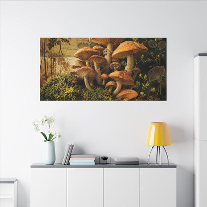 Spring Wild Mushrooms Herbarium Canvas Art | Earthy Decor
