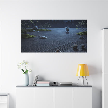 Kintsugi Moonlit Garden in Moonlight | Gold Repair Canvas Art