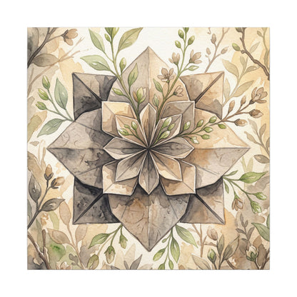 Warm Paper Fold Canvas Art - Watercolor Japandi