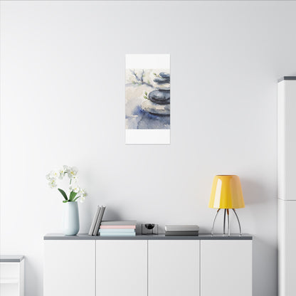 River Stones Watercolor Canvas Art | Cozy Japandi Art