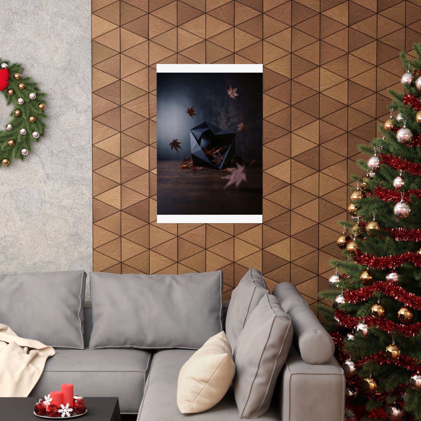 Paper Fold Shadow Zen Wall Art Print | Atmospheric Dark Japandi Art