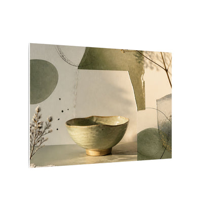 Warm Ceramic Bowl Canvas Art - Minimal Line Japandi