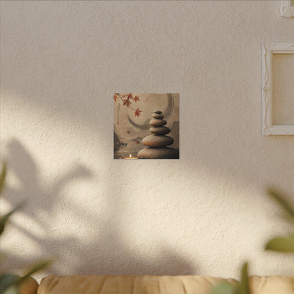 Japandi River Stones in Candlelight | Japanese Pattern Canvas Art