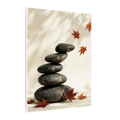 Kintsugi River Stones in Dappled | Crackle Gold Canvas Art