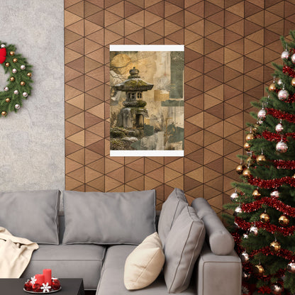 Shibui Stone Lantern Wall Art Print - Japandi Texture