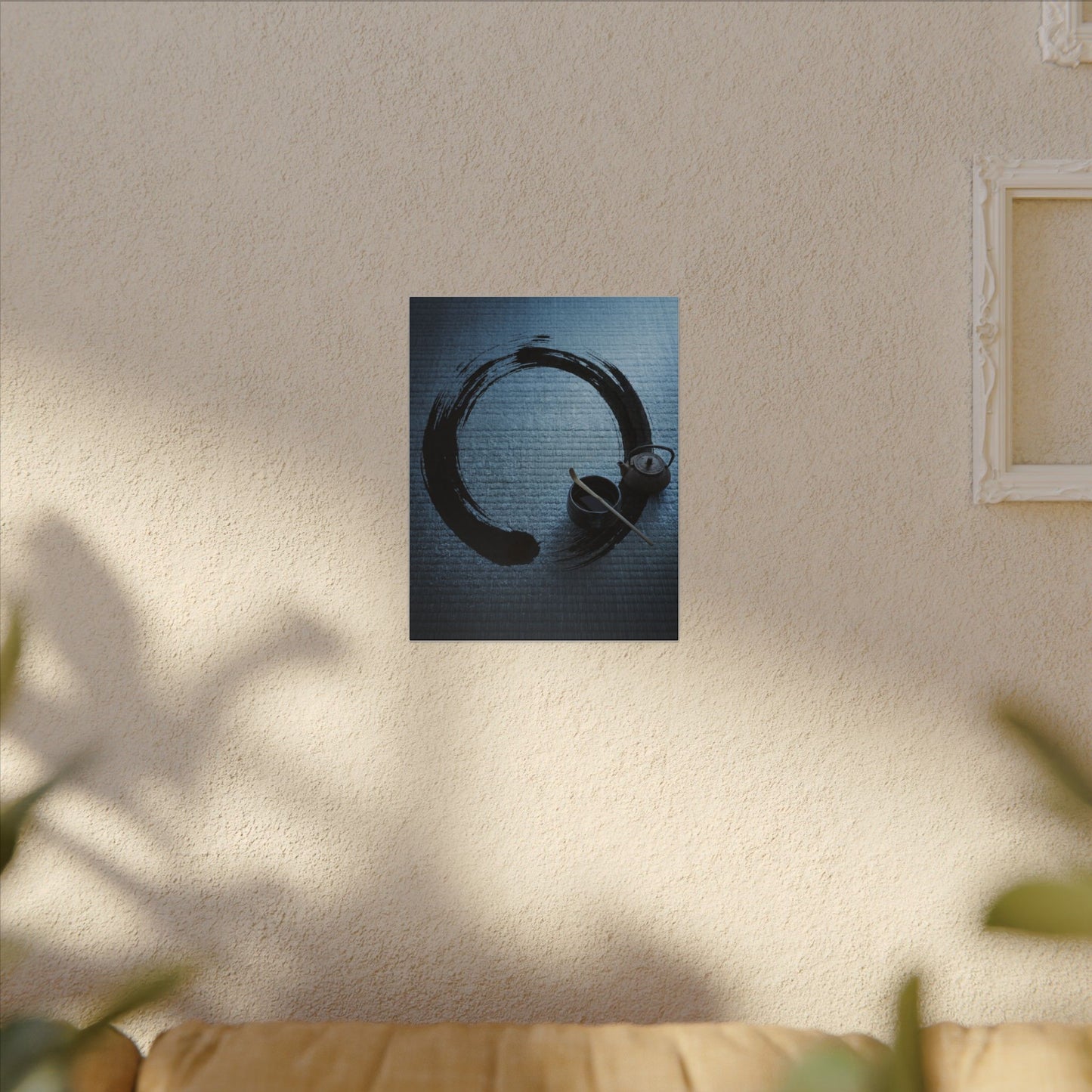 Winter Tea Ceremony Enso Canvas Art | Peaceful Decor