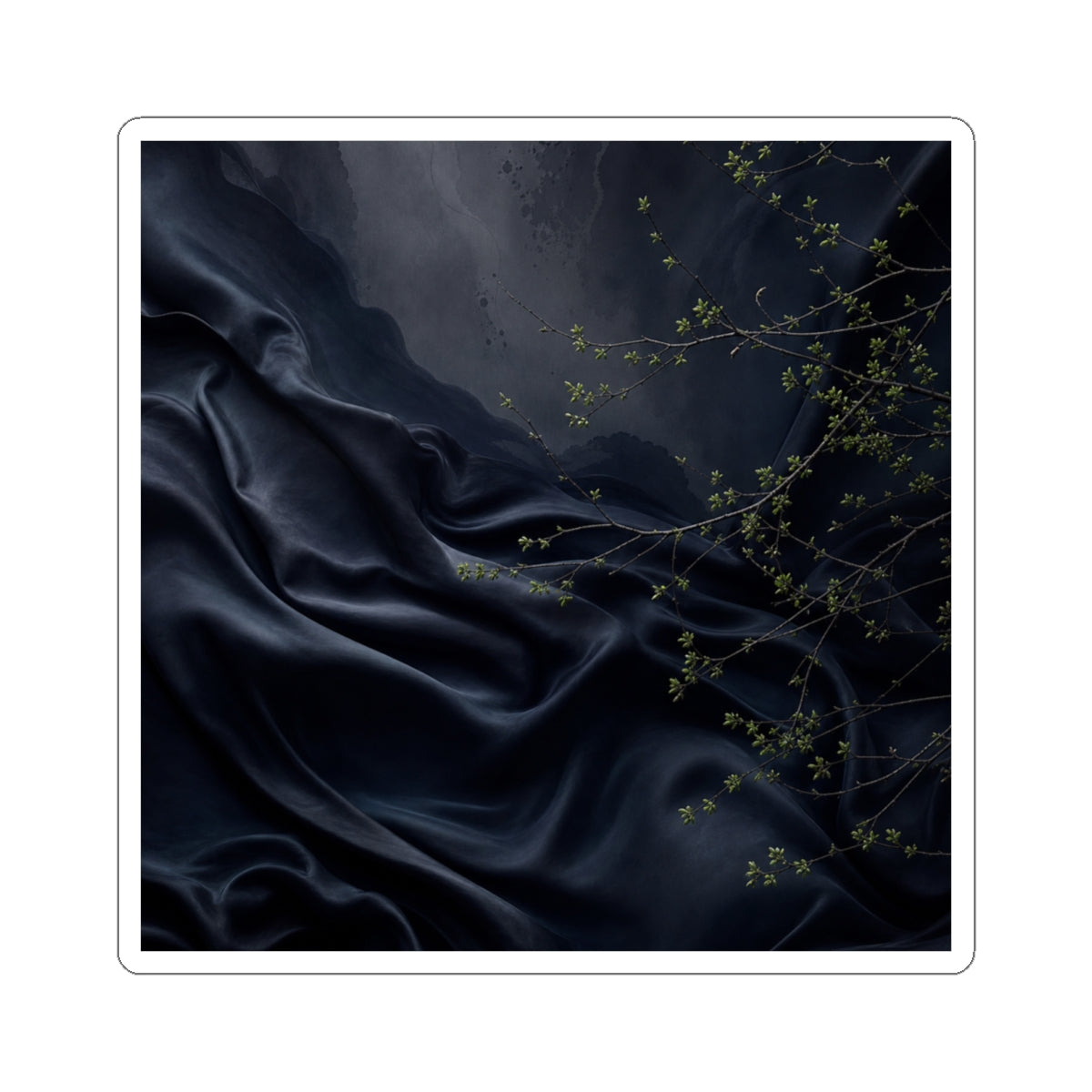 Silk Drape Sticker | Spring Dark Japandi Moody Minimal Art