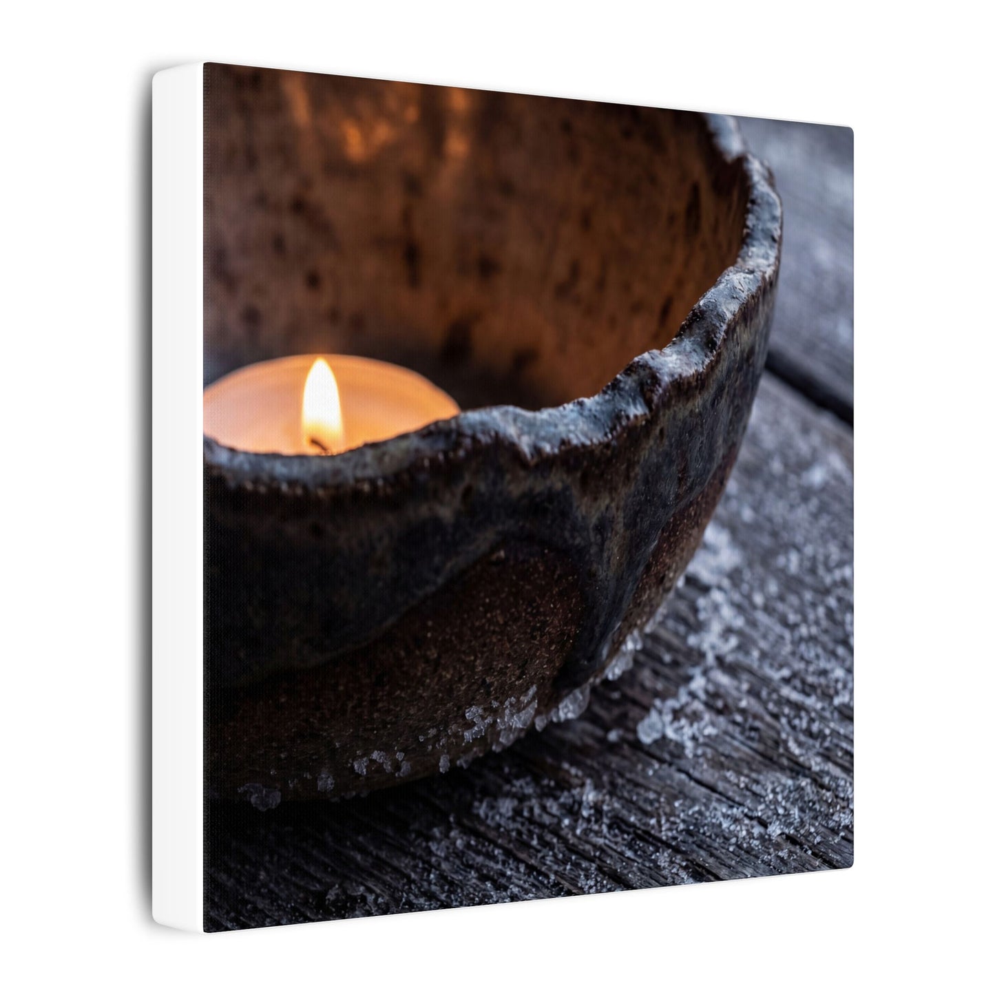 Atmospheric Ceramic Bowl Canvas Art - Moody Minimal Dark Japandi