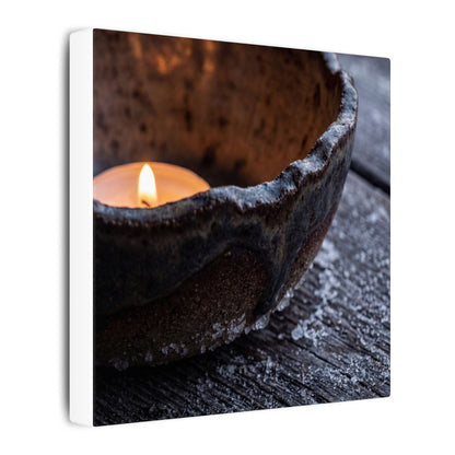 Atmospheric Ceramic Bowl Canvas Art - Moody Minimal Dark Japandi
