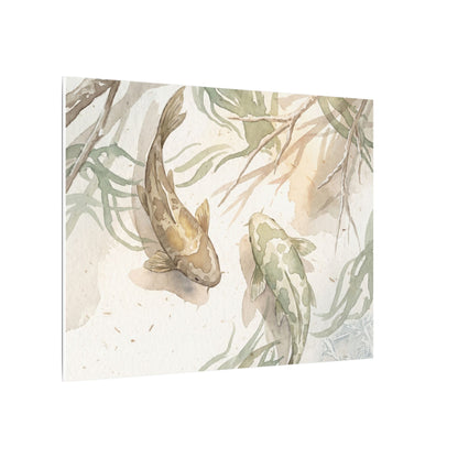 Koi Pond Canvas Art | Winter Japandi Watercolor Art