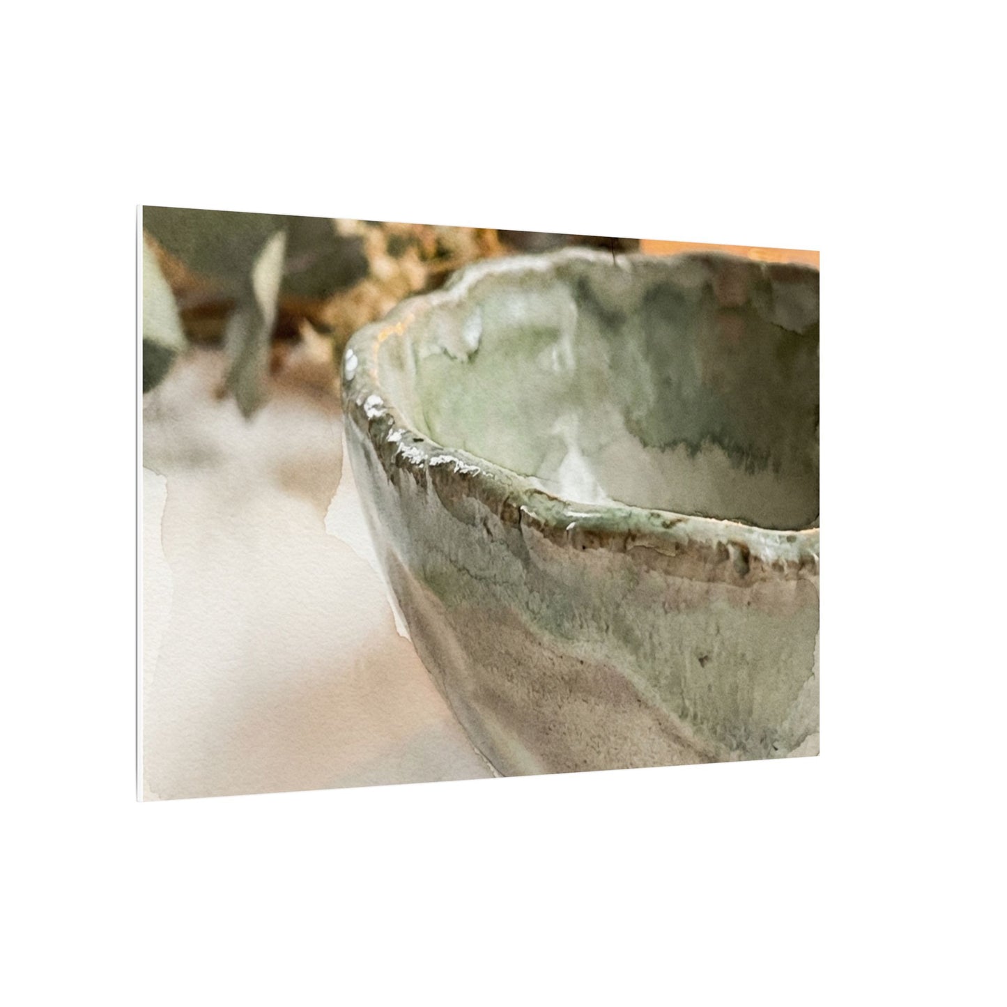Ceramic Bowl Canvas Art | Summer Japandi Watercolor Art
