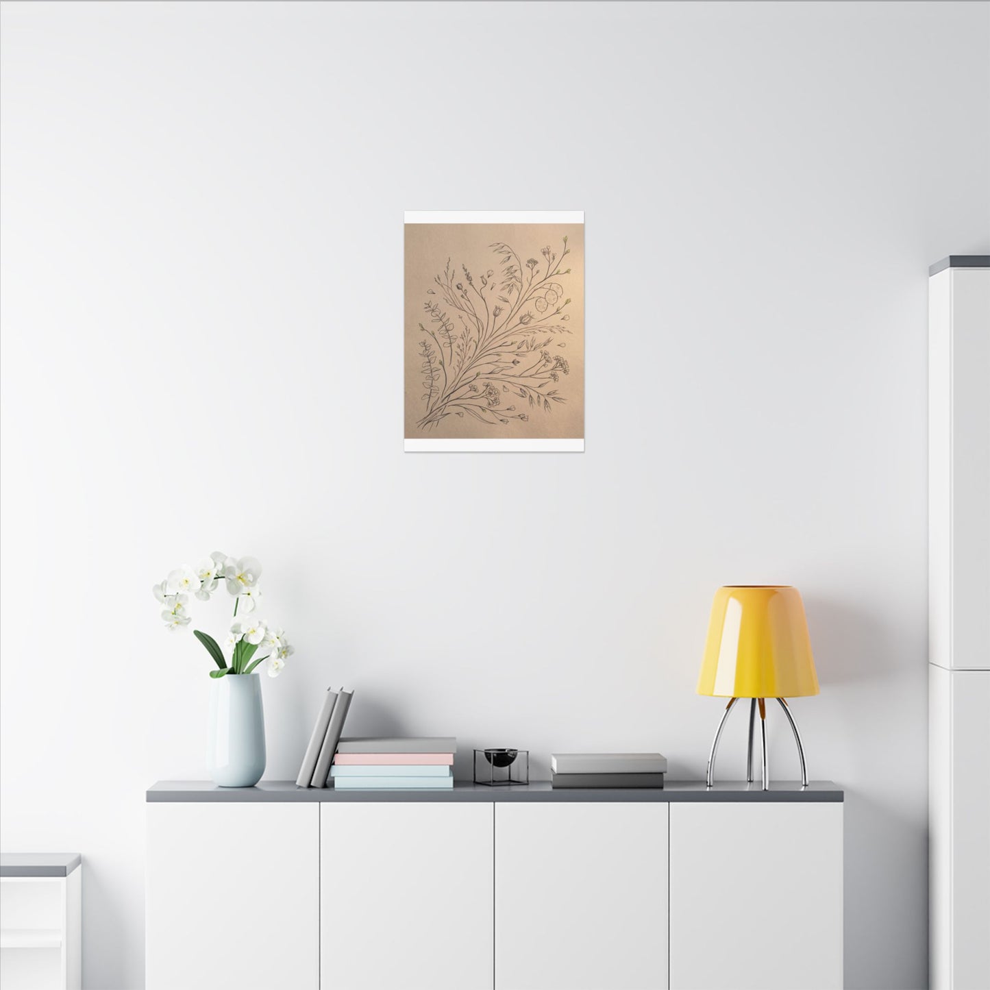 Dried Flowers Canvas Art | Spring Japandi Minimal Line Art
