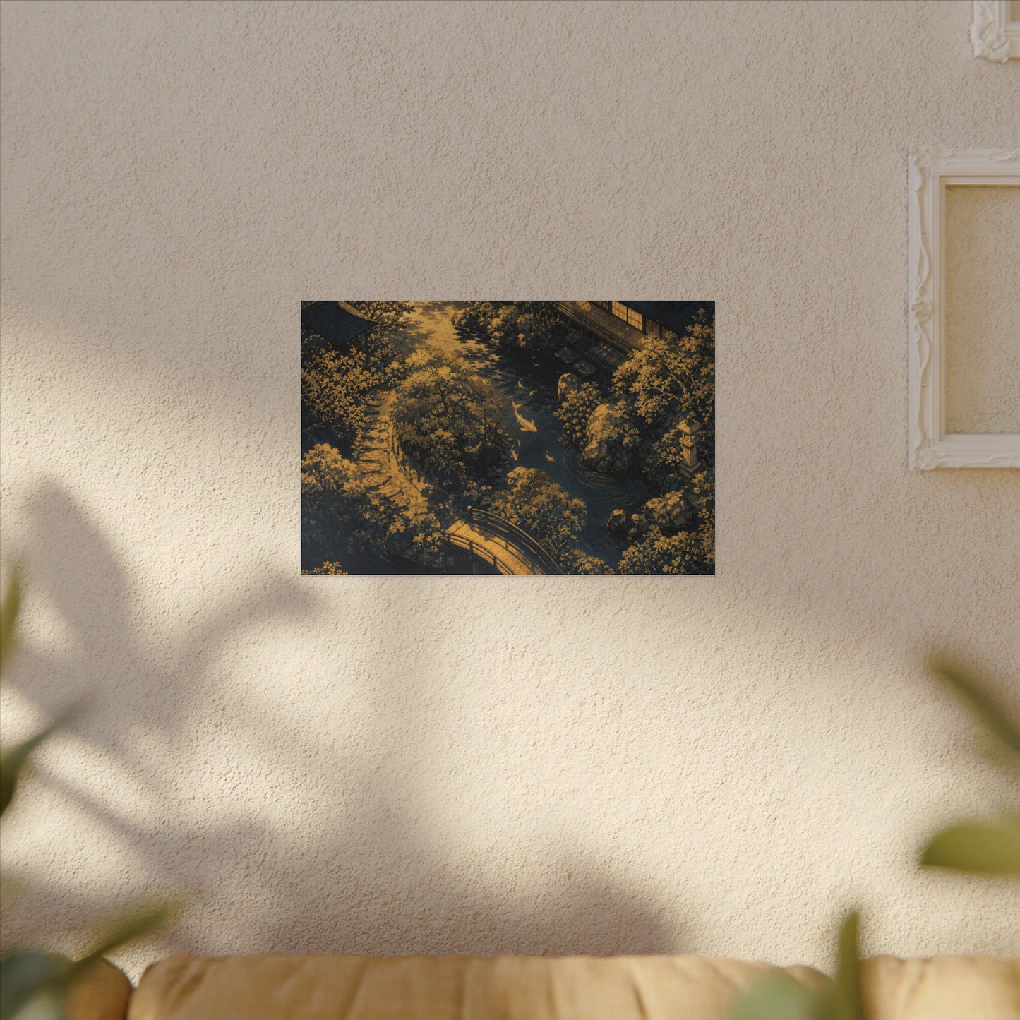 Contemplative Moonlit Garden Canvas Art - Ukiyo E Inspired Zen