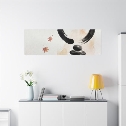 River Stones Canvas Art | Autumn Zen Enso Art
