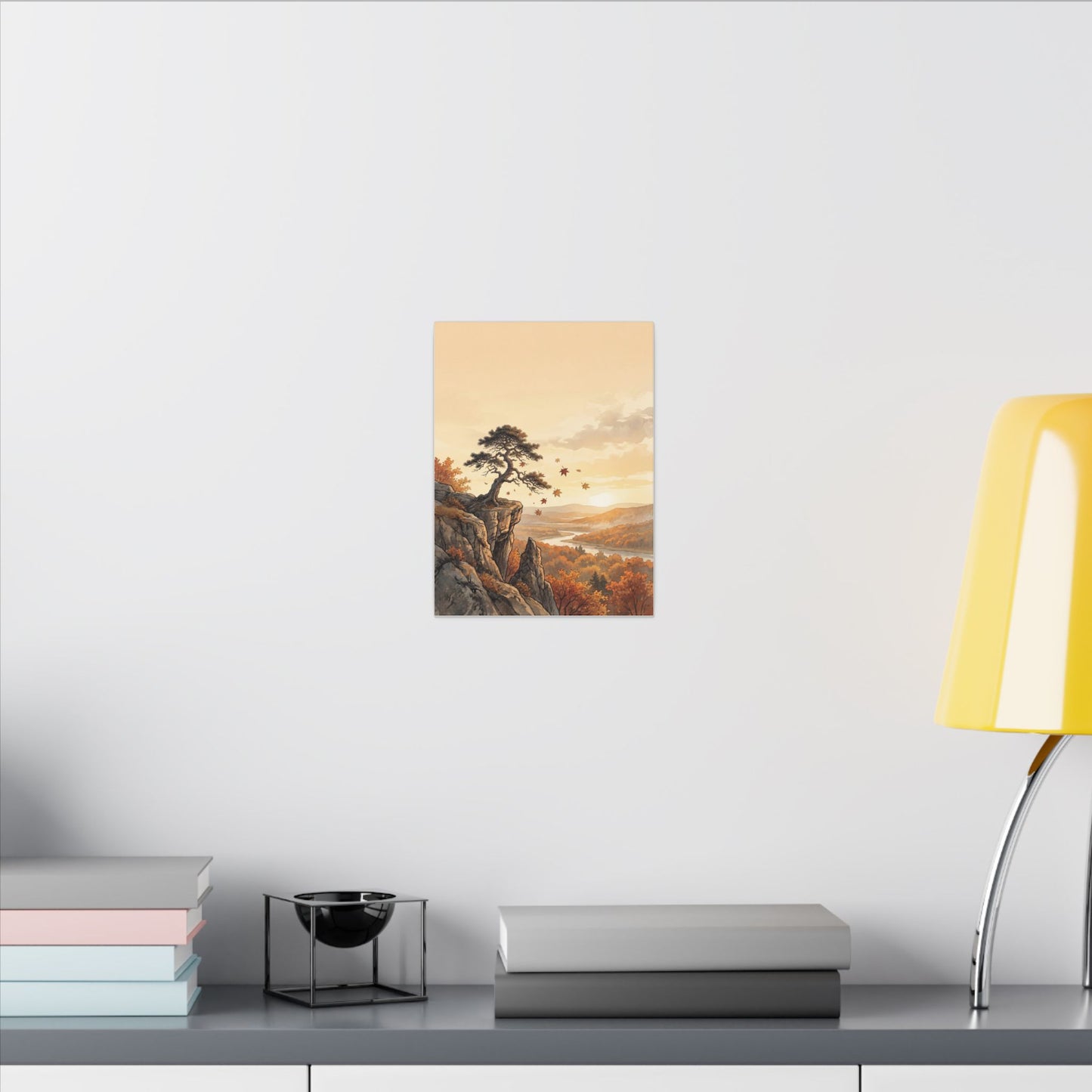 Pine Tree Autumn Canvas Art | Japandi Warm Design