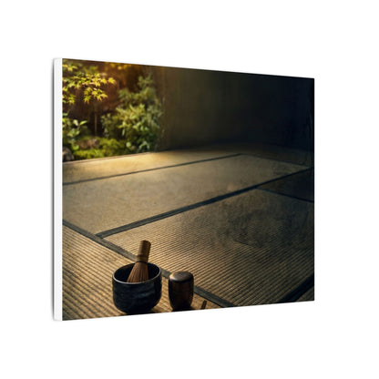 Dark Japandi Tea Ceremony in Golden Hour | Dark Texture Canvas Art