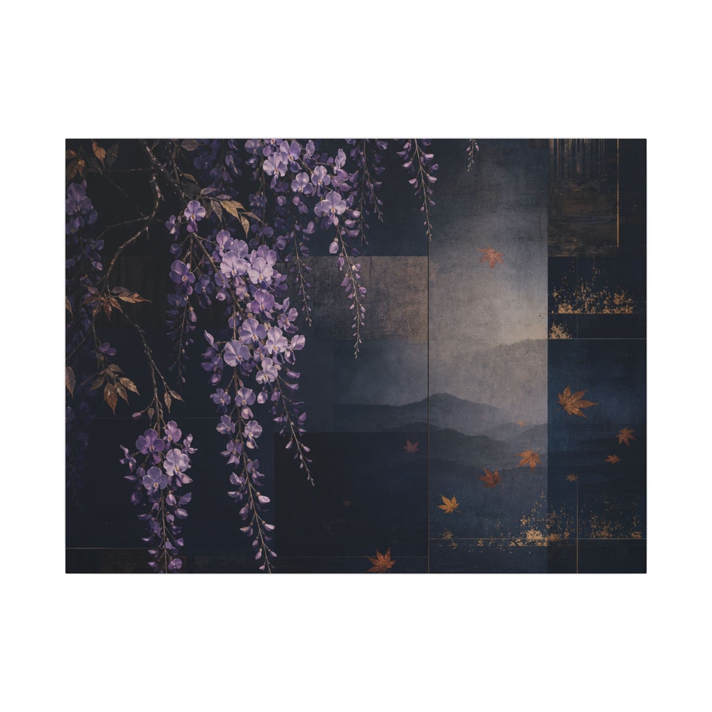 Dawn Wisteria Canvas Art - Dark Japandi Fukinsei