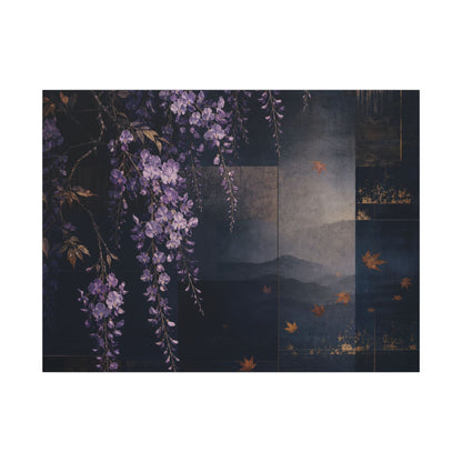 Dawn Wisteria Canvas Art - Dark Japandi Fukinsei