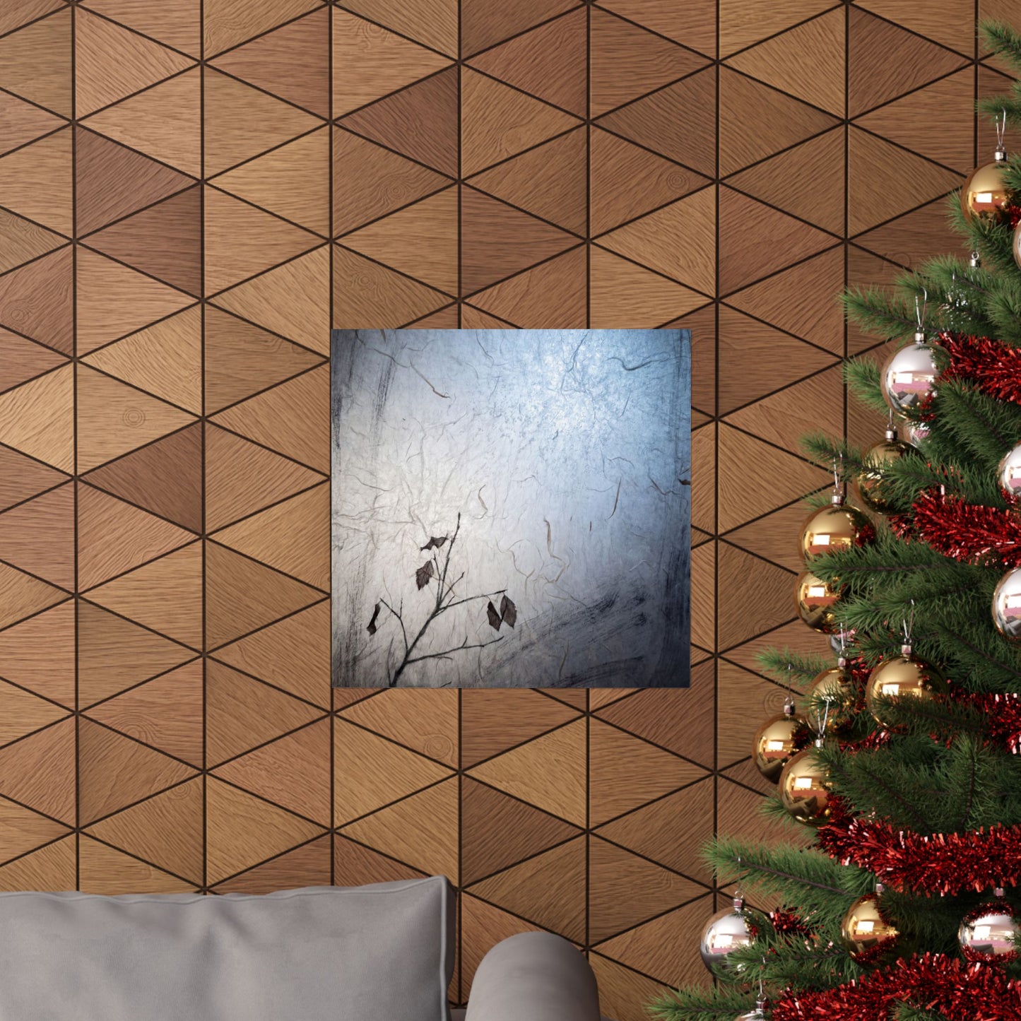 Japandi Shoji Screen in Moonlight | Texture Wall Art Print