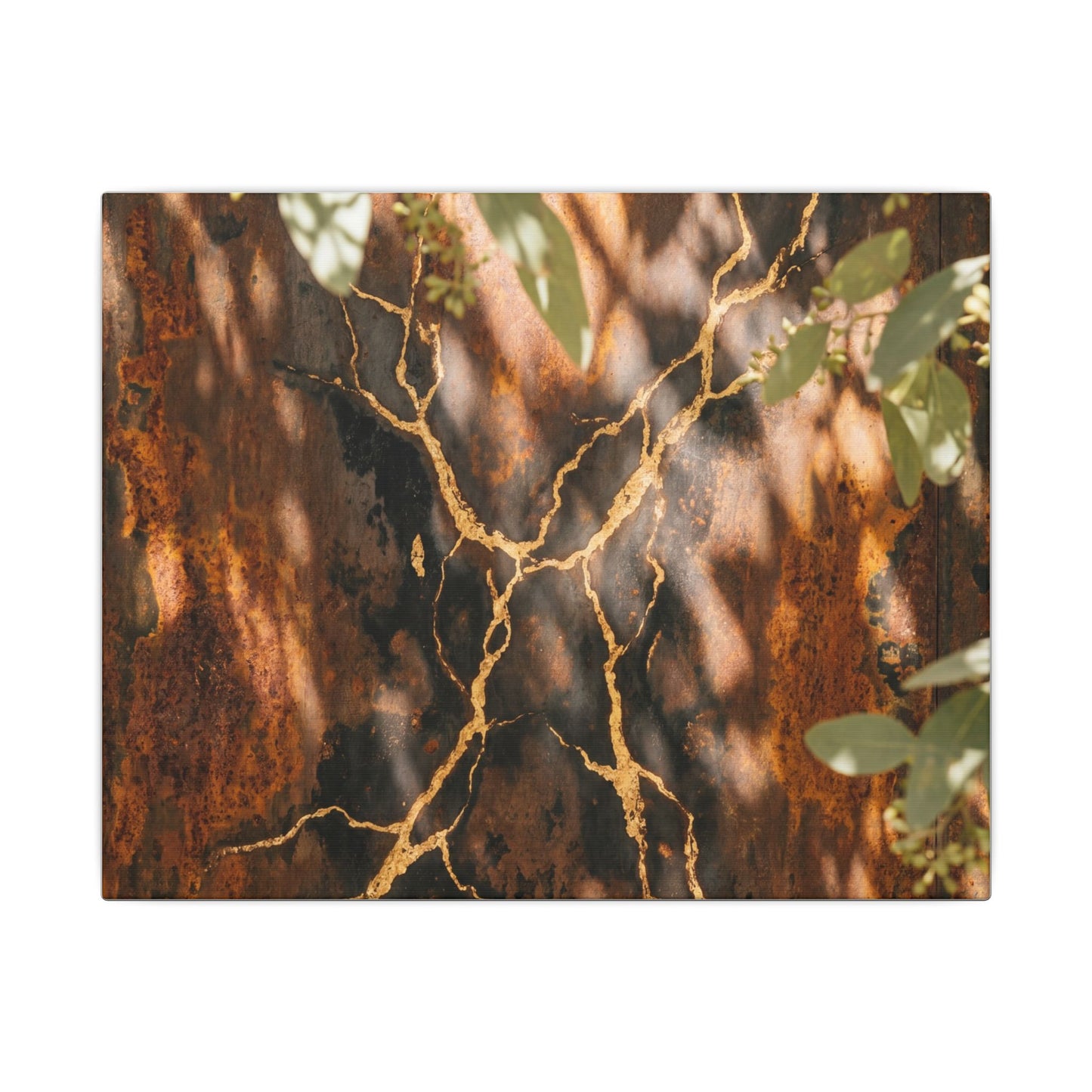 Kanso Rust Patina Canvas Art - Kintsugi Gold Vein