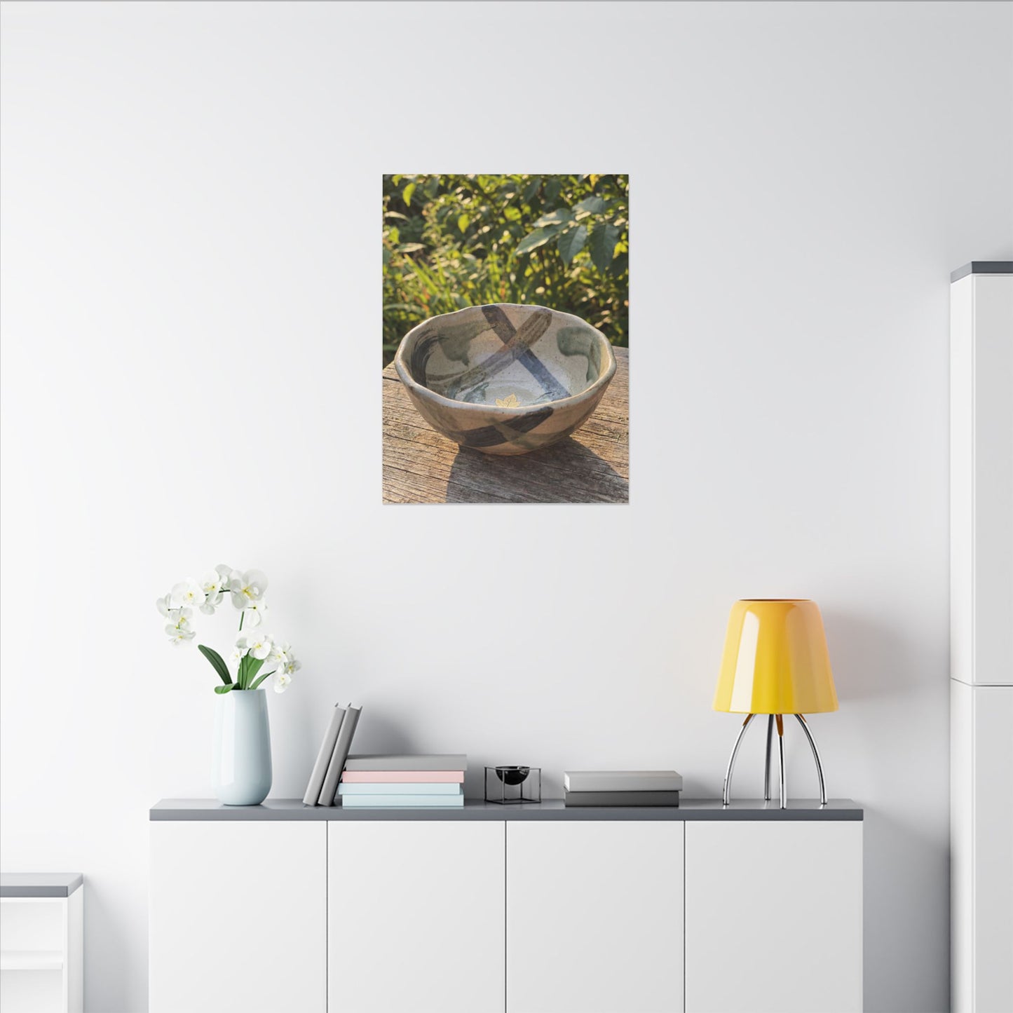 Earthy Ceramic Bowl Canvas Art - Japanese Pattern Japandi