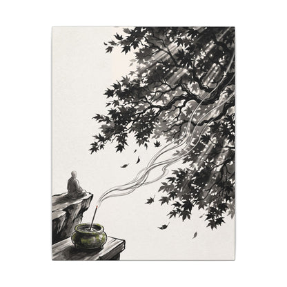 Serene Incense Smoke Canvas Art - Ukiyo E Inspired Zen
