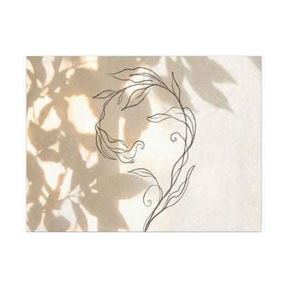 Warm Shoji Screen Canvas Art - Minimal Line Japandi Art Print