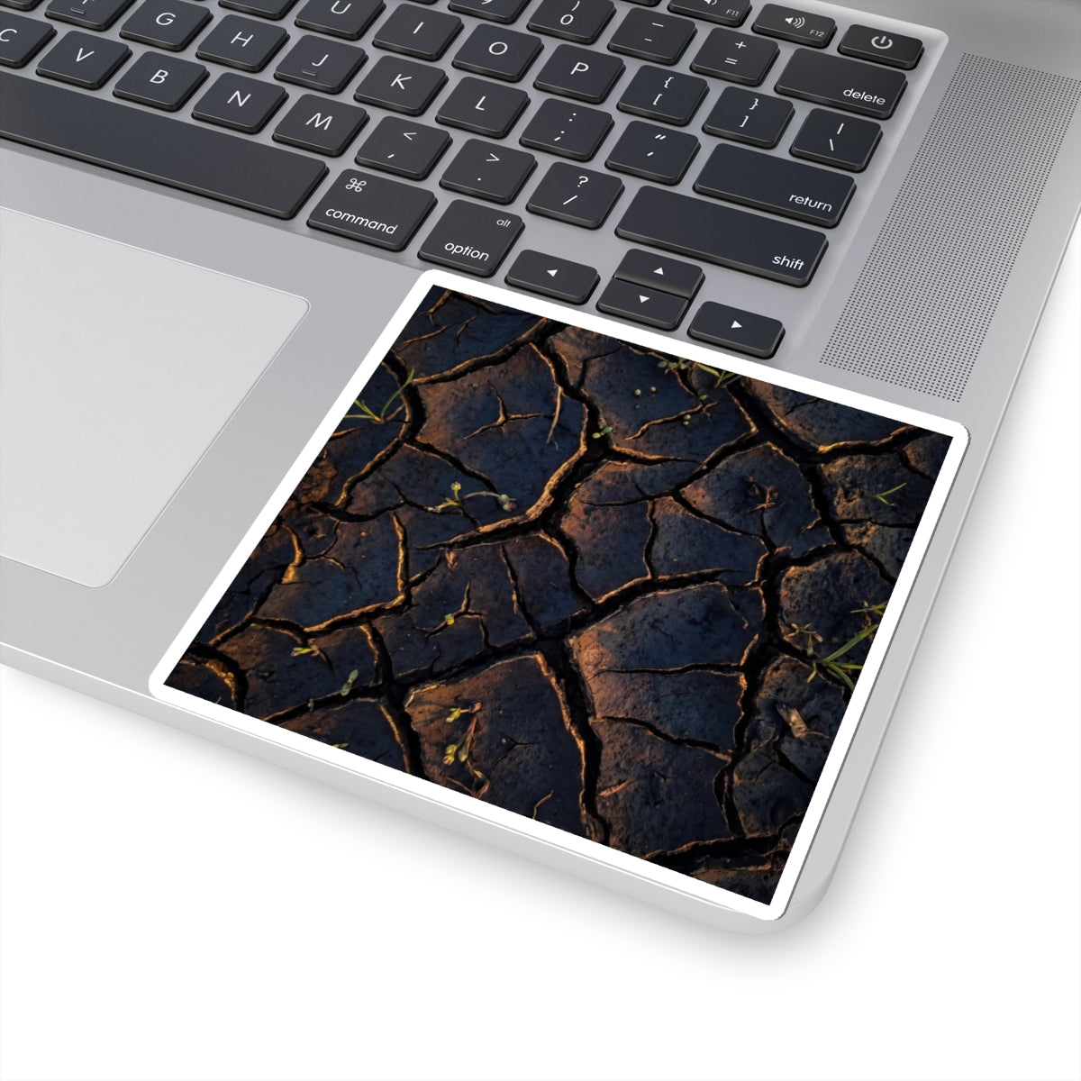 Golden Hour Cracked Earth Sticker - Dark Japandi Kanso Art Print