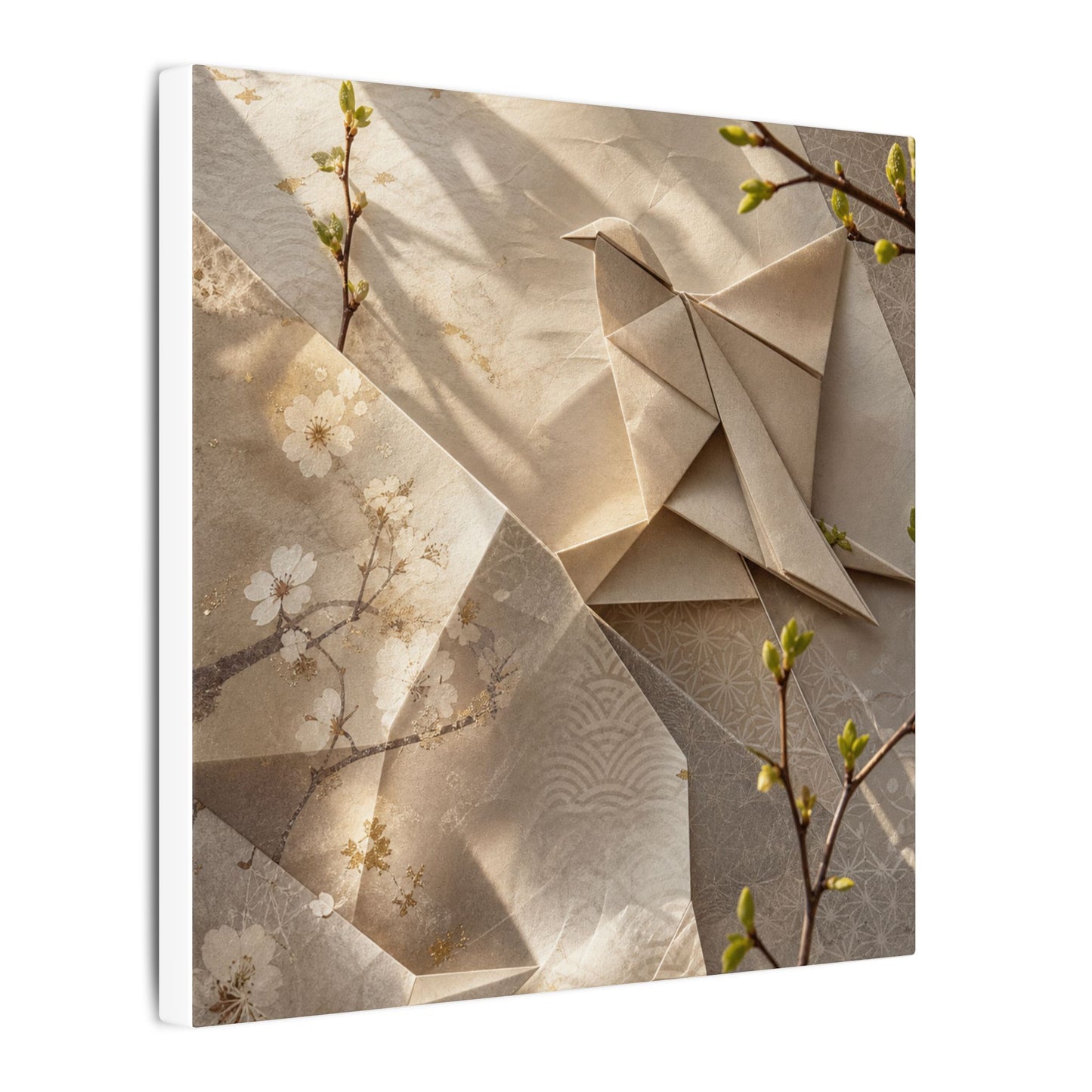 Golden Hour Paper Fold Canvas Art - Japandi Fukinsei