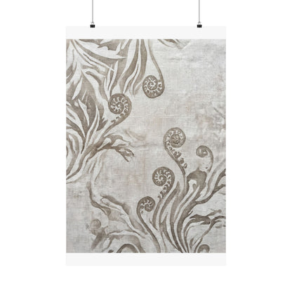 Fern Unfurling Japanese Pattern Wall Art Print | Neutral Japandi Art Art Print