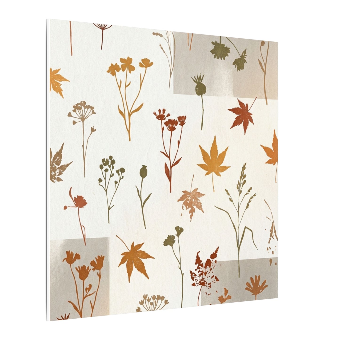 Autumn Dried Flowers Japanese Pattern Canvas Art | Elegant Decor