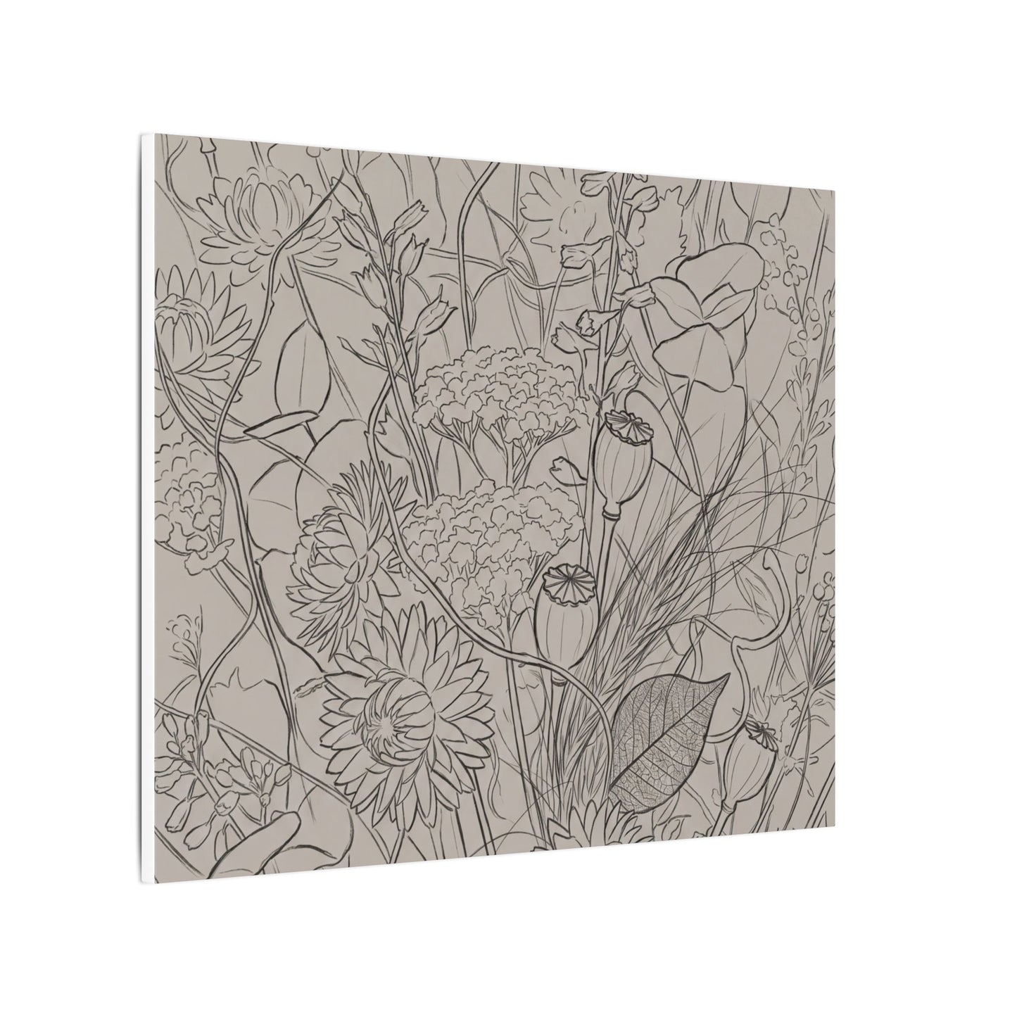 Summer Dried Flowers Minimal Line Canvas Art | Elegant Decor