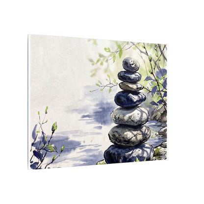 River Stones Sumi E Canvas Art | Serene Zen Art