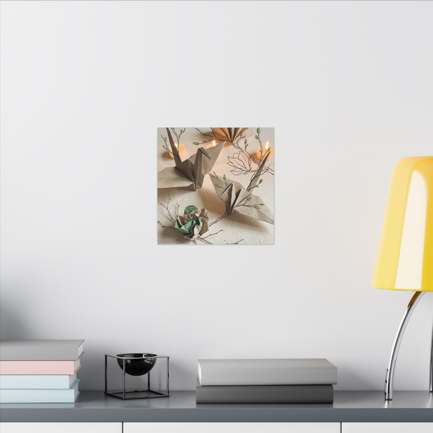 Paper Fold Spring Canvas Art | Japandi Earthy Design