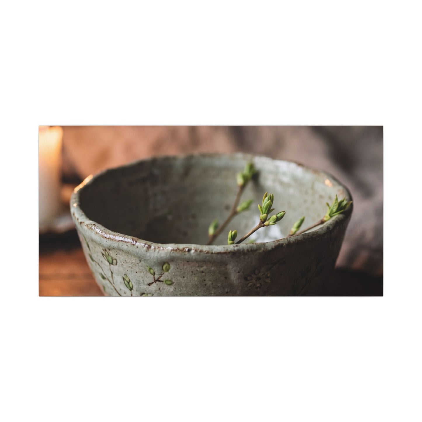 Ceramic Bowl Spring Canvas Art | Japandi Neutral Design