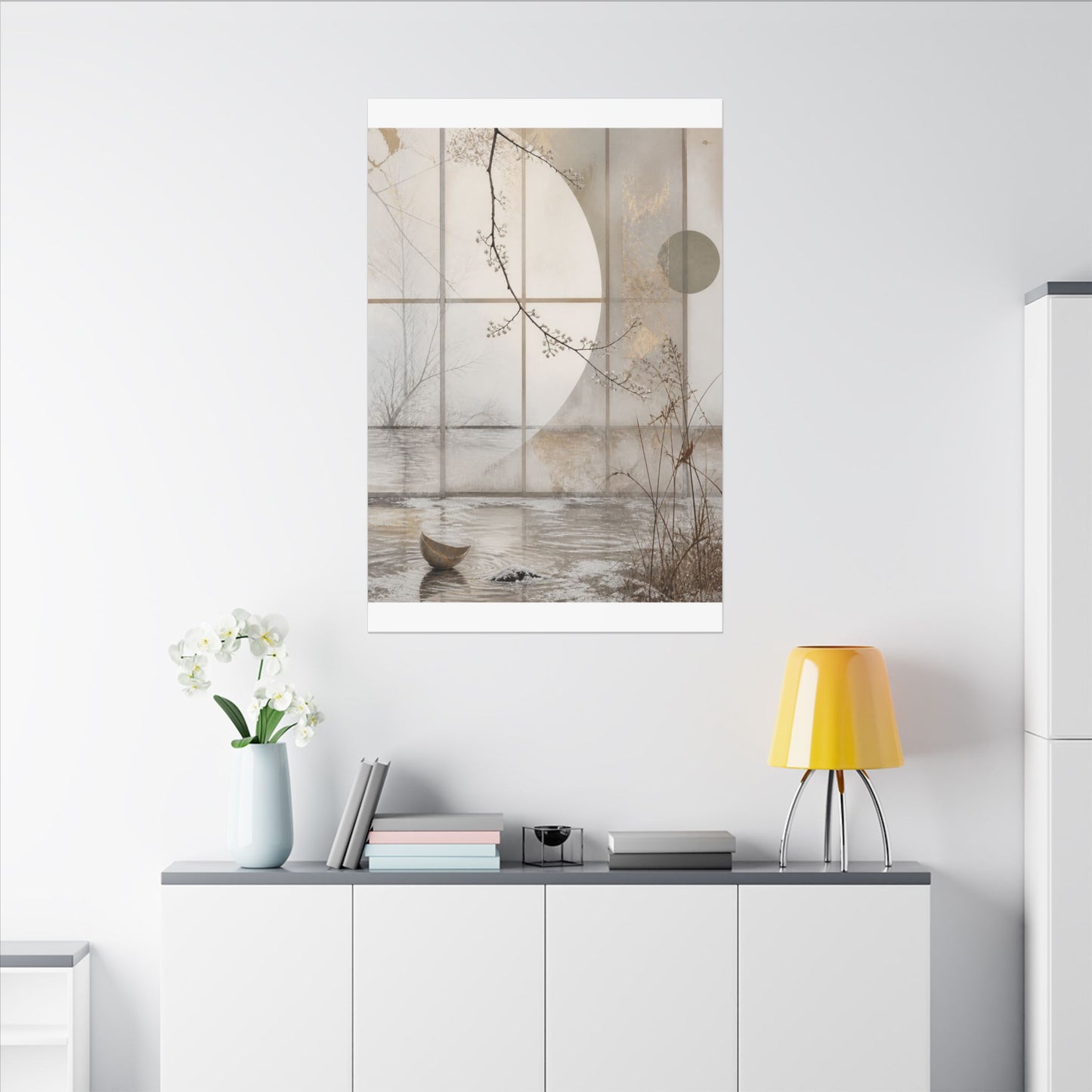 Winter Shoji Screen Japanese Pattern Canvas Art | Elegant Decor