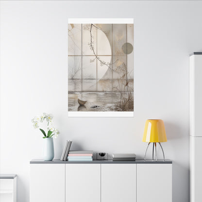 Winter Shoji Screen Japanese Pattern Canvas Art | Elegant Decor