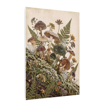 Winter Wild Mushrooms Herbarium Canvas Art | Enchanting Decor