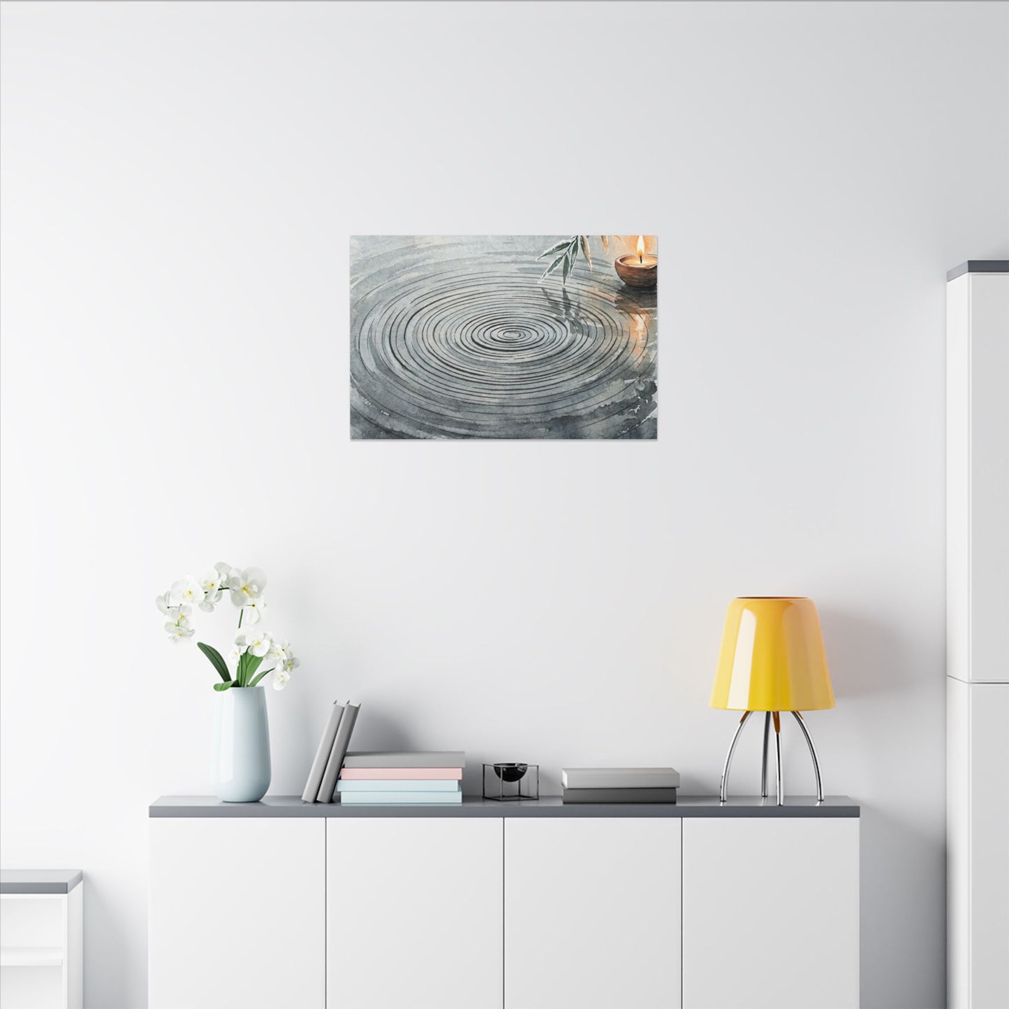 Water Ripple Sumi E Canvas Art | Calm Zen Art