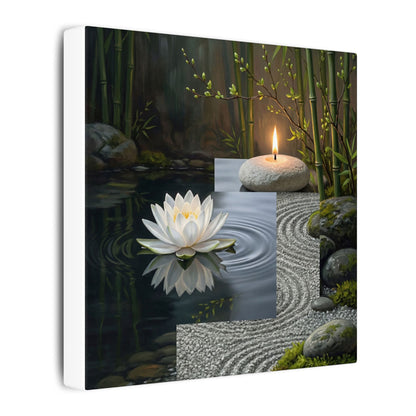 Candlelight Lotus Flower Canvas Art - Zen Kanso