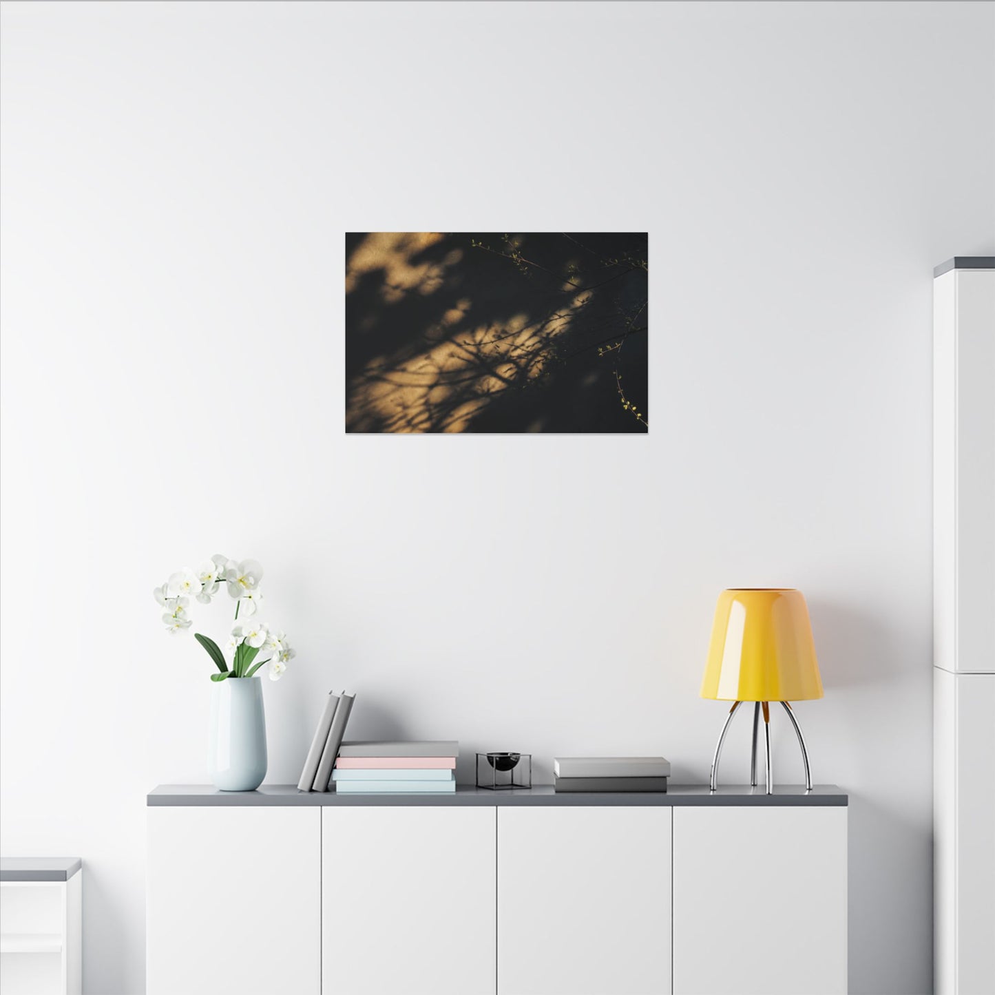 Moody Shadow Play Canvas Art - Moody Minimal Dark Japandi