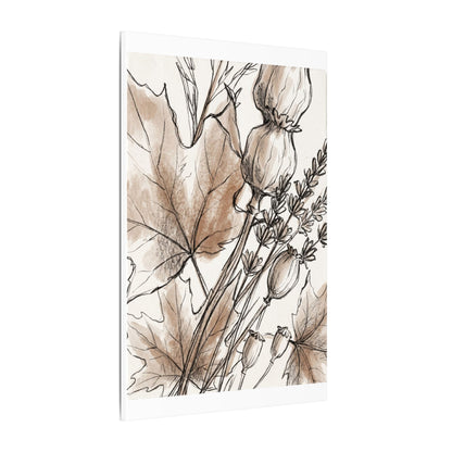Neutral Dried Flowers Canvas Art - Minimal Line Japandi
